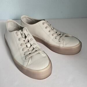 Vince Heaton Leather Sneakers Women's 8M Cream Rubber Sole Athleisure Casual